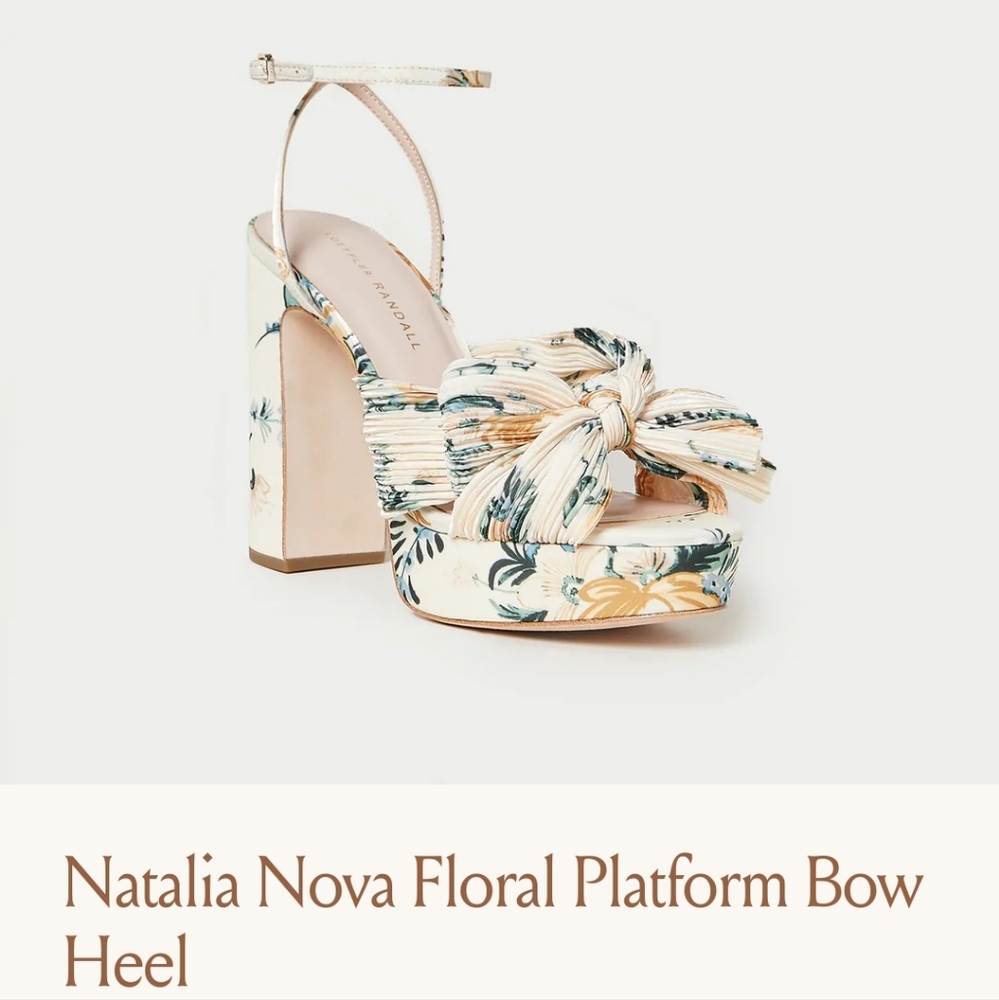 NWOT Loeffler Randall Natalia Nova Floral Platform Bow Heel Size 7.5Womens